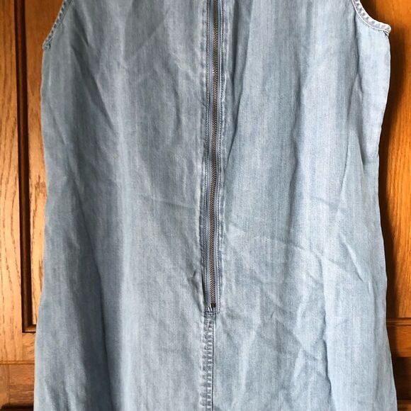 Neiman Marcus Native Embroidered Chambray Sleeveless Mini Dress - 4 - Picture 8 of 12